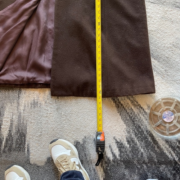 COPY - EUC Full Length Wool Coat w/Fur Trimmed Hood, Chocolate Brown, Size 12 - Picture 10 of 13